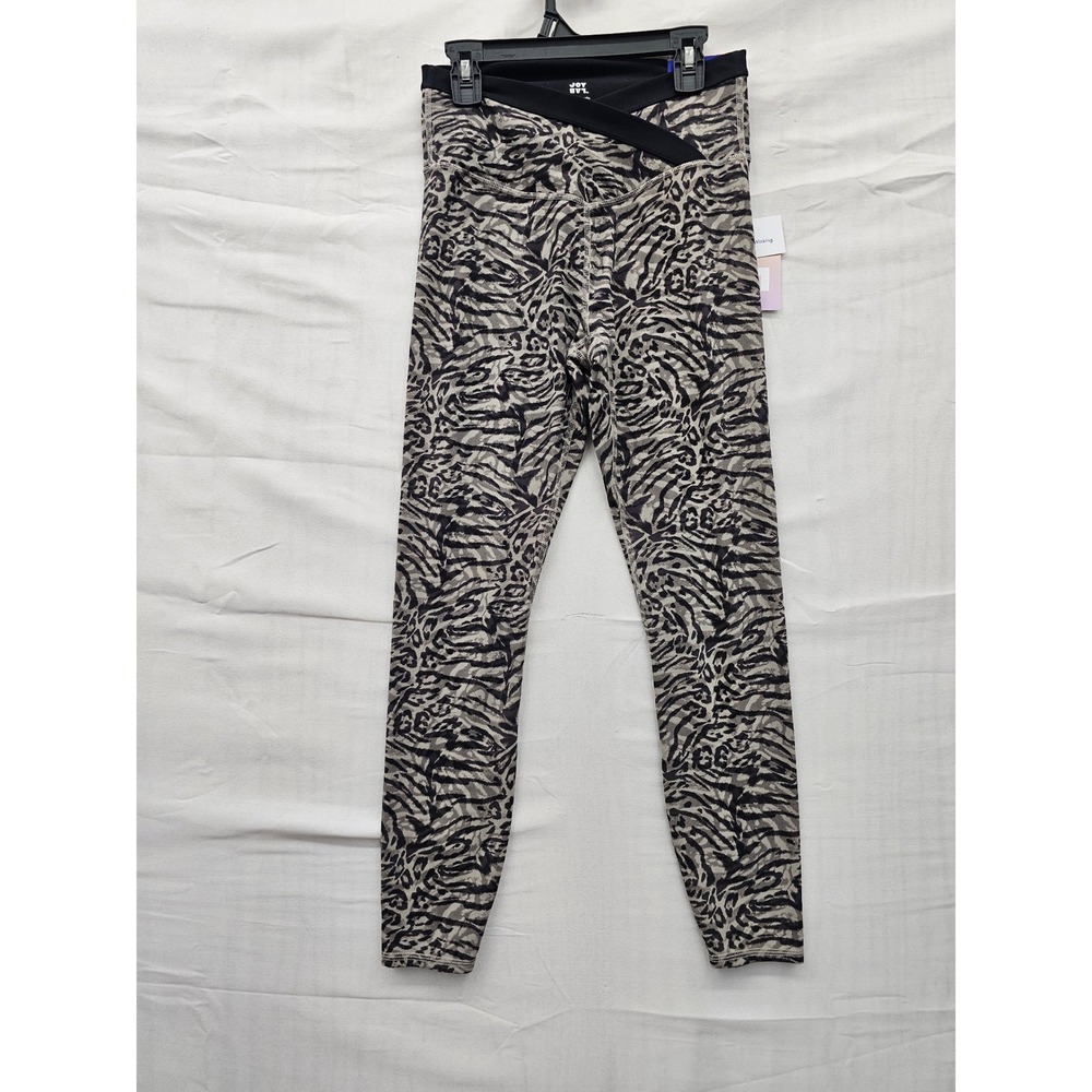 JoyLab Womens Zebra Print Crossover 7/8 Leggings Nylon Blend Workout Size Small